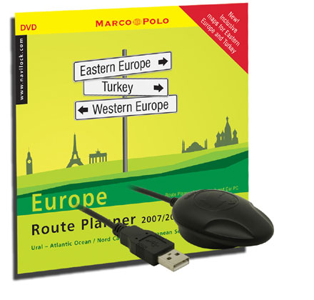 USB GPS Receiver (<b>Sirf 3</b> chipset) incl. Europe Route Planner 2008/2009